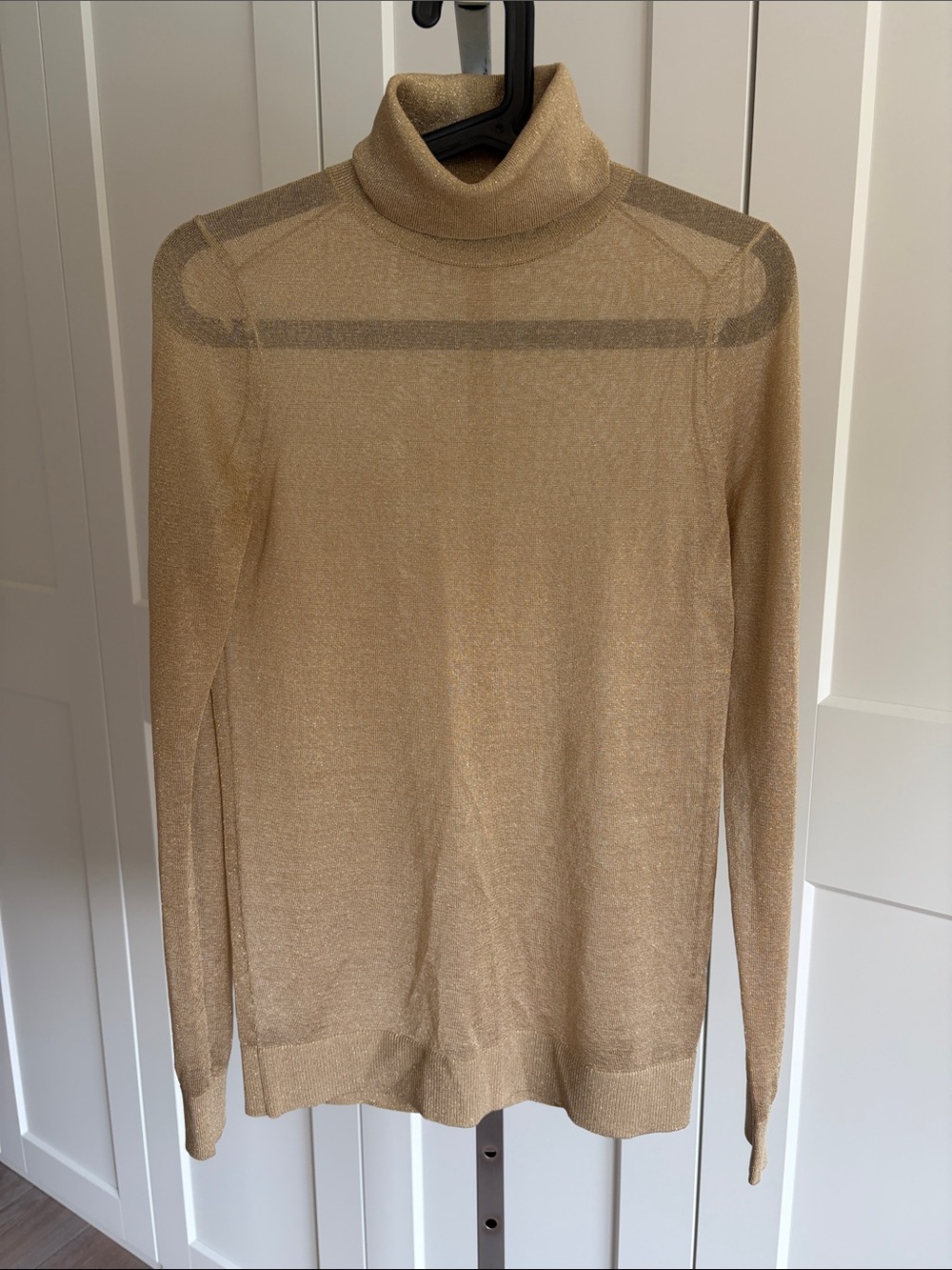 Michael Kors Gold Metallic Ribbed Sweater Top